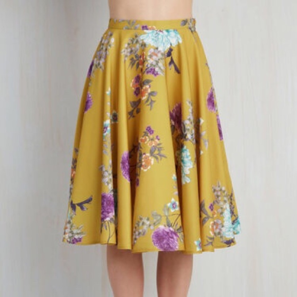 ModCloth Ikebana For All Yellow Skirt 3X